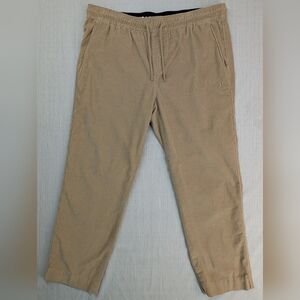 Hurley Men's Beige Bronco Corduroy Casual Pants Elastic Waist Khaki Tan XL